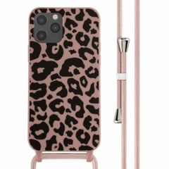 imoshion Siliconen design hoesje met koord iPhone 12 (Pro) - Animal Pink