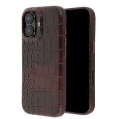 Selencia Croco Backcover met MagSafe Apple iPhone 16 - Choco Brown