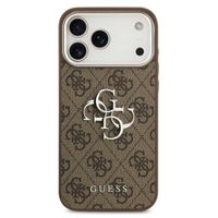 Guess 4G Metal Logo Backcover Apple iPhone 17 Pro - Silver Edge - Brown