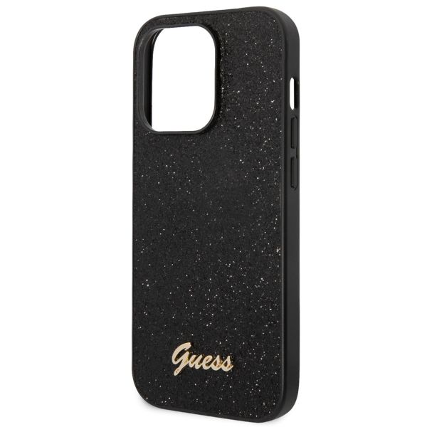 Guess Glitter Flakes Backcover iPhone 14 Pro Max - Zwart