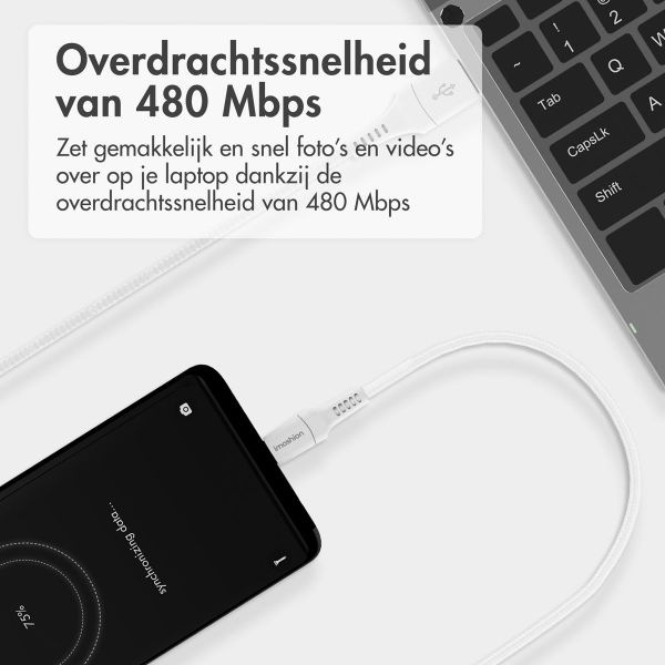 imoshion Braided USB-C naar USB-A kabel - 2 meter - Wit