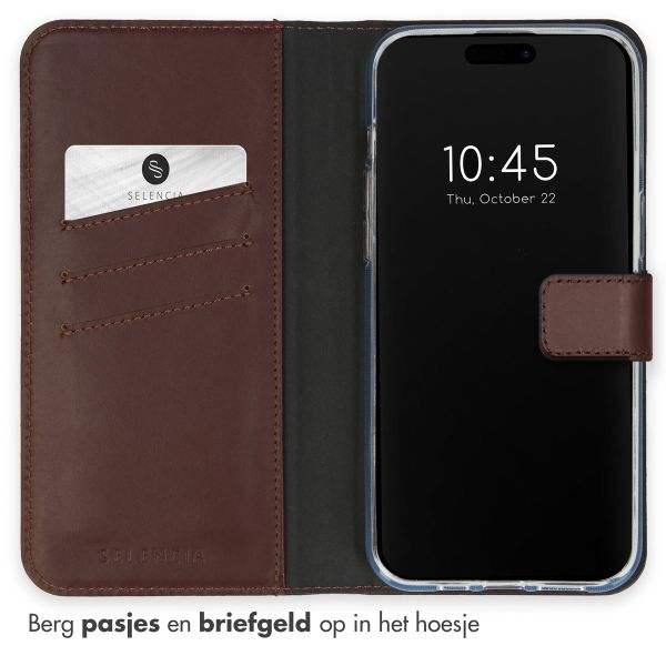 Selencia Echt Leren Bookcase Apple iPhone 15 Pro Max - Bruin