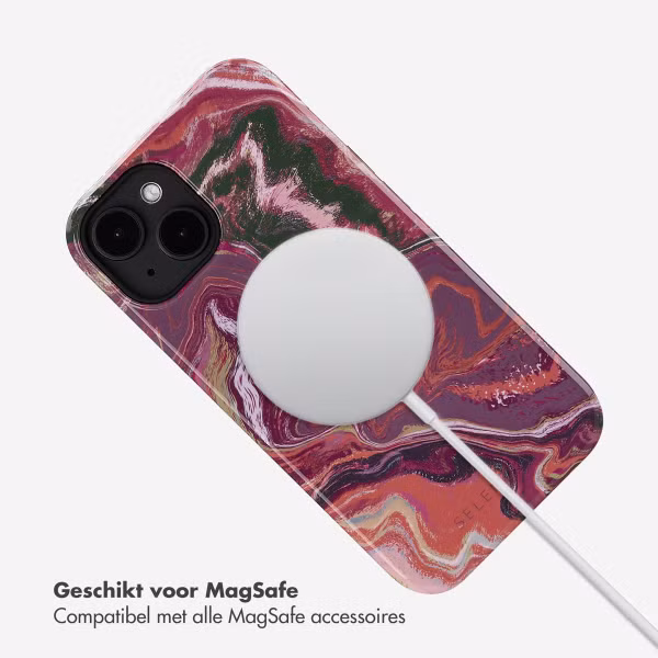 Selencia Vivid Backcover met MagSafe Apple iPhone 14 - Marble Purple