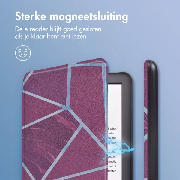 imoshion Design Slim Hard Case Bookcase Amazon Kindle (2024) / Amazon Kindle (2022) 11th gen - Bordeaux Graphic