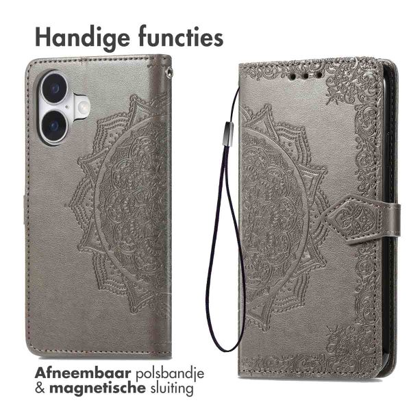 imoshion Mandala Bookcase Apple iPhone 16 - Grijs