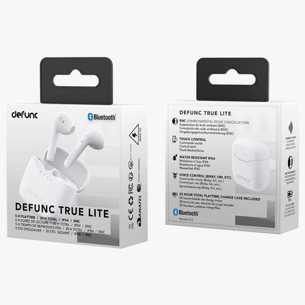 Defunc True Lite Earbuds - Draadloze oordopjes - Bluetooth draadloze oortjes - Met ENC noise cancelling functie - White