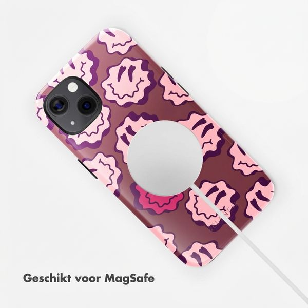 Selencia Vivid Backcover met MagSafe Apple iPhone 13 - Wavy Smiley Pink