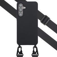 Selencia Siliconen hoesje met afneembaar koord Samsung Galaxy S25 FE - Zwart