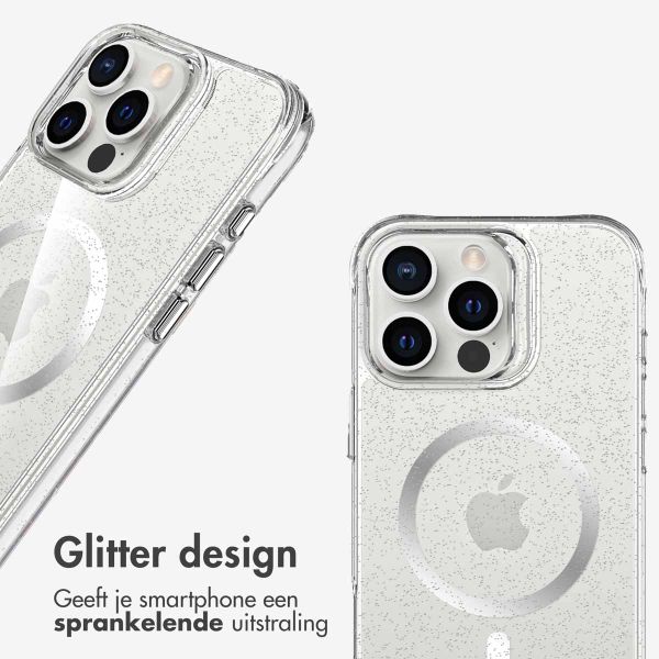 imoshion Clear Glitter Backcover met MagSafe Apple iPhone 16 Pro Max - Zilver