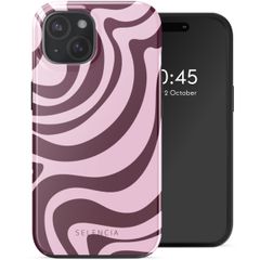 Selencia Vivid Backcover met MagSafe Apple iPhone 15 - Wavy Swirl Pink Plum