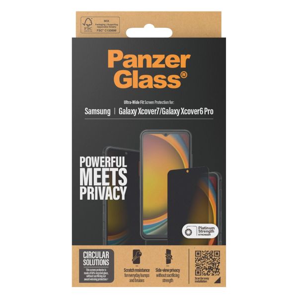 PanzerGlass Privacy Ultra-Wide Fit Anti-Bacterial Screenprotector incl. applicator Samsung Galaxy Xcover 7 / 6 Pro