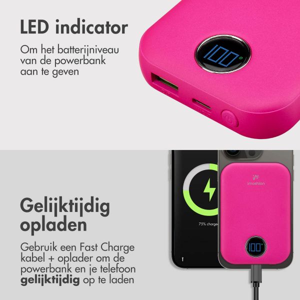 imoshion MagSafe Powerbank - 10.000 mAh - Draadloze powerbank - Hot Pink