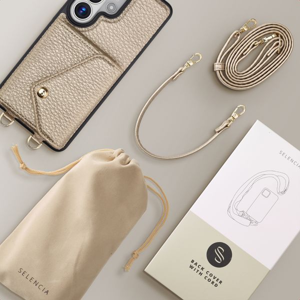 Selencia Sera Phone Case with Cord and Envelope Card Holder Samsung Galaxy S26 Ultra - Champagne
