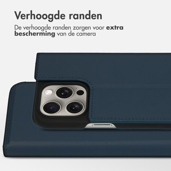 Accezz Premium Leather Slim Bookcase Apple iPhone 15 Pro Max - Donkerblauw