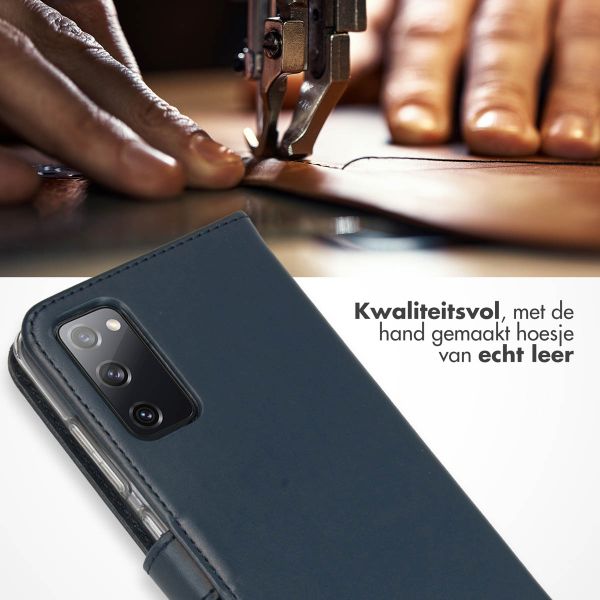 Selencia Echt Leren Bookcase Samsung Galaxy S20 FE - Blauw