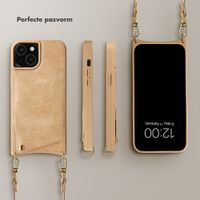 Selencia Nova Croco Telefoonhoes met Koord en Pashouder Apple iPhone 15 - Toasted Almond