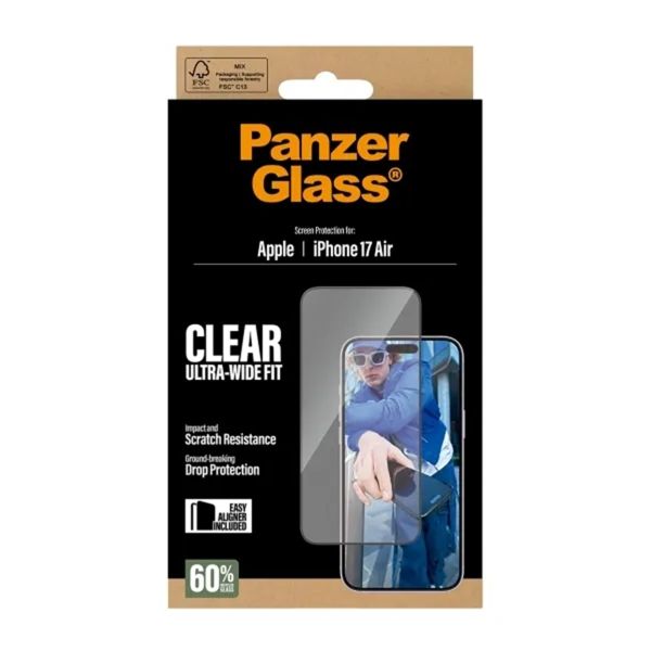 PanzerGlass Ultra-Wide Fit Anti-Bacterial Screenprotector incl. applicator Apple iPhone Air