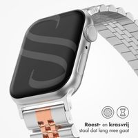 Selencia Jubilee stalen bandje Apple Watch Series 1 t/m 9 / SE (38/40/41 mm) | Series 10 / 11 (42 mm) - Zilver & Rosé Goud