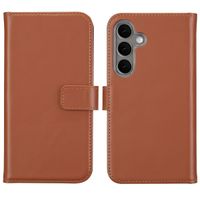 Selencia Echt Leren Bookcase Samsung Galaxy S25 - Lichtbruin