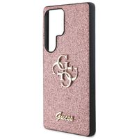 Guess 4G Metal Logo Glitter Backcover Samsung Galaxy S25 Ultra - Roze