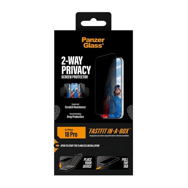 PanzerGlass Ultra Wide Fit FastFit in-a-box Privacy Screenprotector Apple iPhone 18 Pro