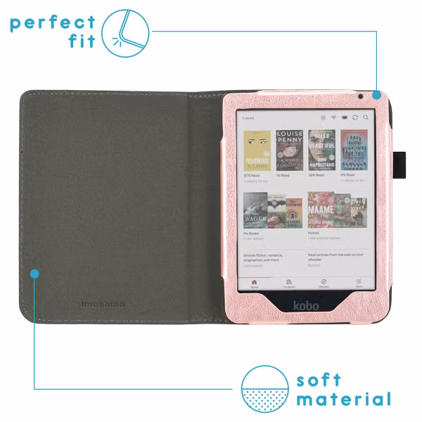 imoshion Vegan Leather Bookcase Kobo Clara Colour / BW - Rosé Goud