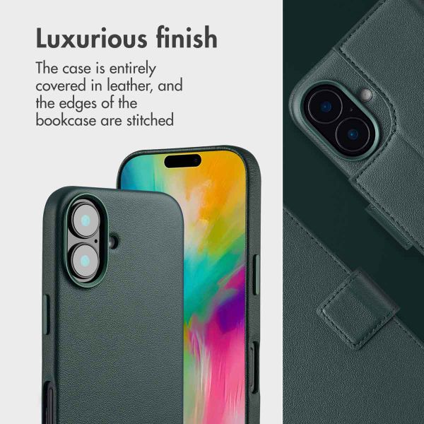 Accezz 2-in-1 Leather Bookcase with MagSafe Apple iPhone 16 - Cedar Green