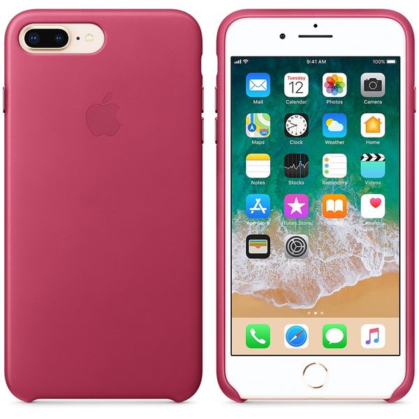 Apple Leather Backcover iPhone 8 Plus / 7 Plus - Pink Fuchsia