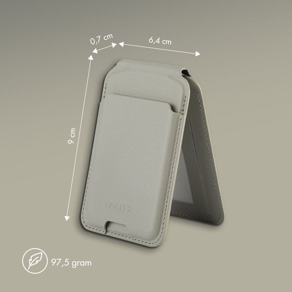 Accezz Leather Wallet with Stand - Compatible with MagSafe and Qi2 - Light Grey