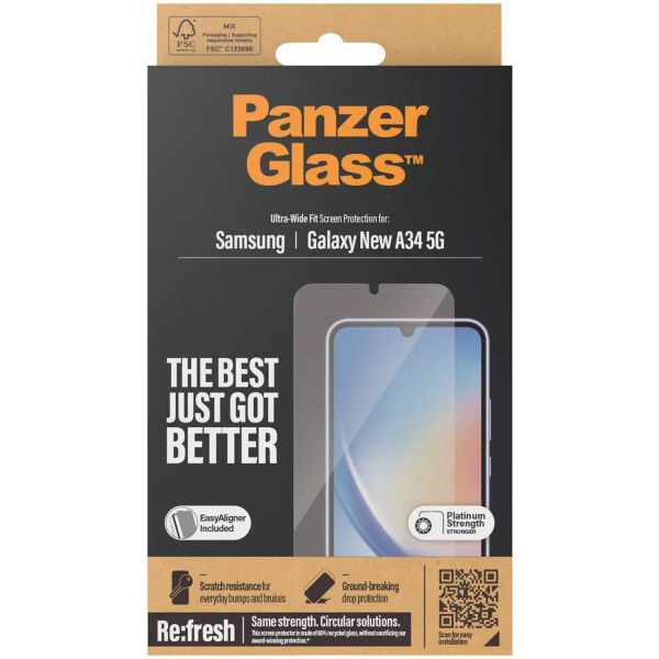 PanzerGlass Refresh Ultra-Wide Fit Anti-Bacterial Screenprotector Samsung Galaxy A35