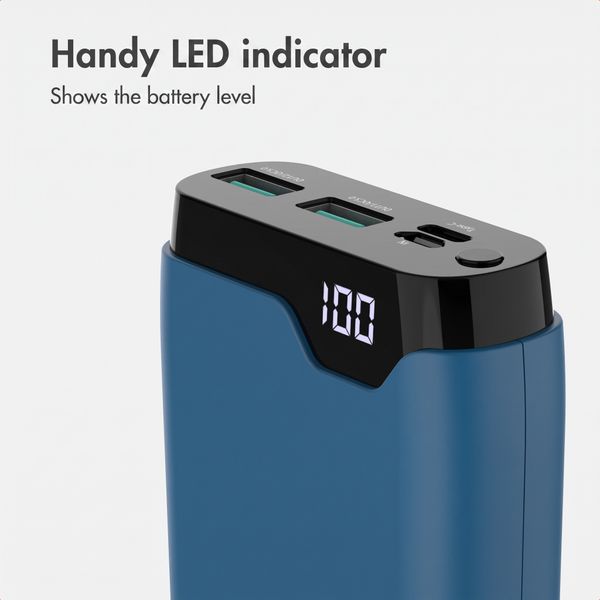 imoshion Power bank 20,000 mAh - 22.5W Fast charger - USB-C / USB-A - Blue