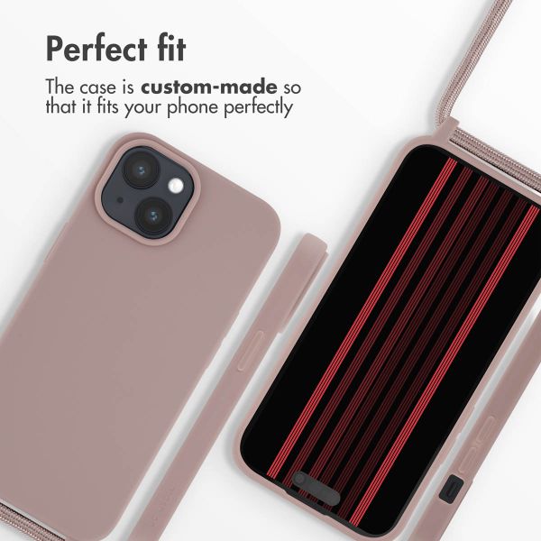 imoshion Silicone Case with Strap Apple iPhone 15 - Sand Pink