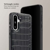 Selencia Nova Croco Backcover met koord en pashouder Samsung Galaxy A36 / A56 - Black