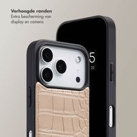 Selencia Nova Croco Telefoonhoes met Koord en Pashouder Apple iPhone 17 Pro - Beige