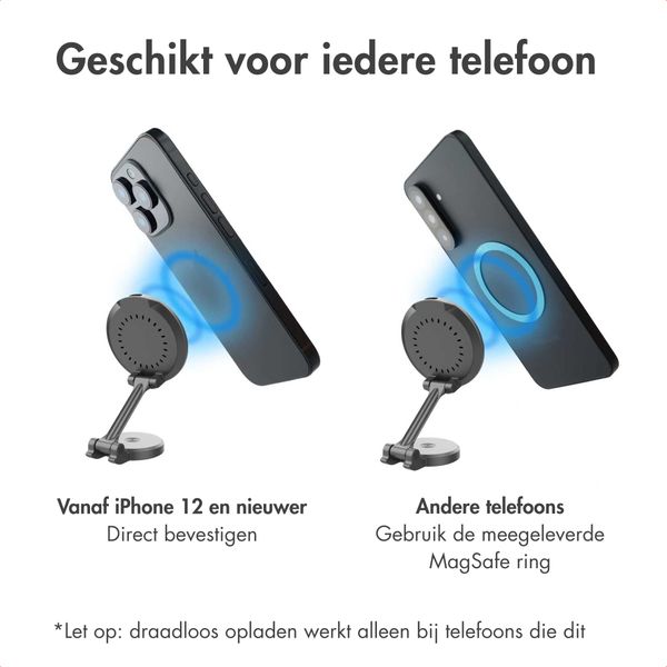 imoshion Telefoonhouder auto met MagSafe - Draadloze oplader - Dashboard - Zwart