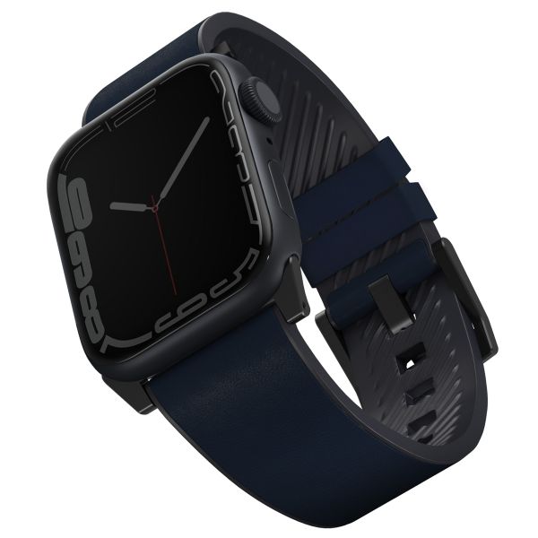 Uniq Straden Waterproof leren bandje Apple Watch Series 1 t/m 10 / SE / Ultra (2) (44/45/46/49 mm) - Prussian Blue