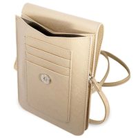 Guess Saffiano Triangle telefoontasje - Geschikt voor smartphones tot 7 inch - Beige