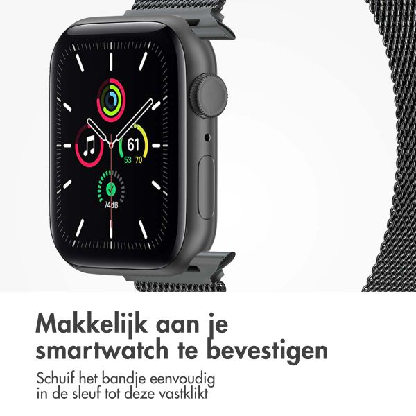 imoshion Milanees magnetisch bandje Apple Watch Series 1 t/m 9 / SE (38/40/41 mm) | Series 10 (42 mm) - Maat S - Space Grey