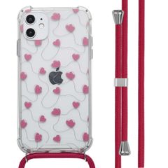 imoshion Design hoesje met koord Apple iPhone 11 - Dusty Rose Connected Hearts