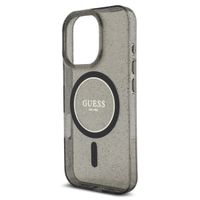 Guess MagSafe IML Glitter Case met beads strap Apple iPhone 16 Pro Max - Zwart