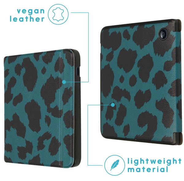 imoshion Design Slim Hard Case Sleepcover met stand Kobo Libra 2 / Tolino Vision 6 - Green Panther