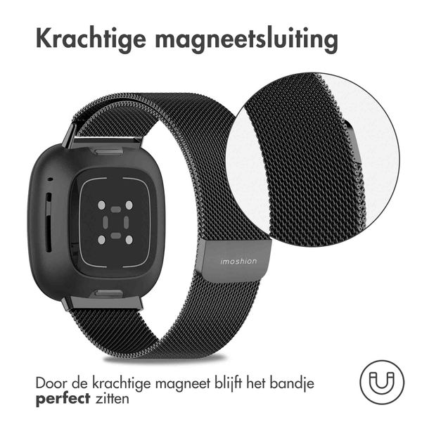 imoshion Milanees magnetisch bandje Fitbit Versa 3 - Maat M - Zwart