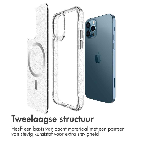 imoshion Clear Glitter Backcover met MagSafe Apple iPhone 12 (Pro) - Zilver