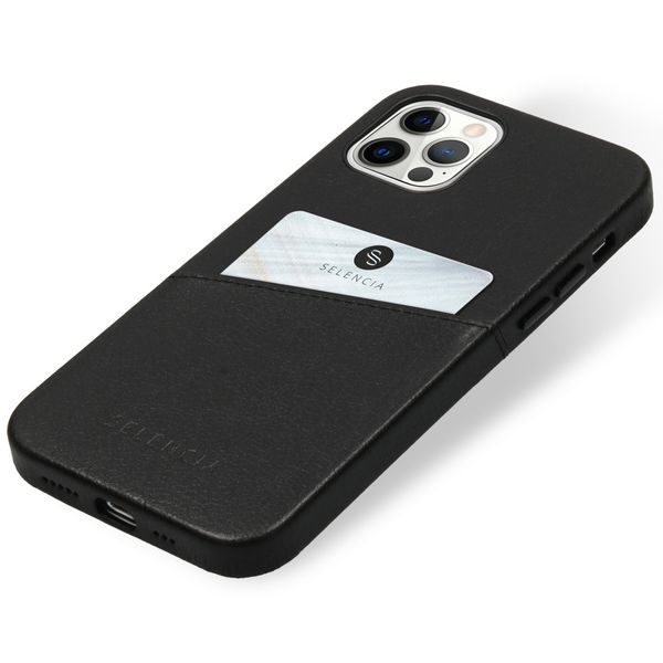 Selencia Vayu Vegan Lederen Backcover iPhone 12 (Pro) - Zwart