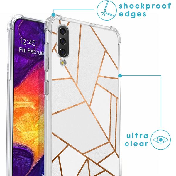 imoshion Design hoesje met koord Samsung Galaxy A50 - Grafisch Koper - Wit / Goud