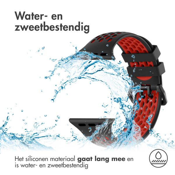 imoshion Siliconen sport bandje gesp Apple Watch Series 1 t/m 10 / SE / Ultra (2) (44/45/46/49 mm) - Zwart / Rood