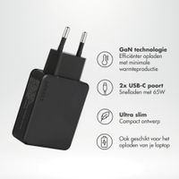 Accezz Ultra Slim GaN Oplader - 2x USB-C - 65W - Zwart