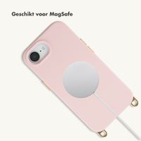 Selencia Rivièra MagSafe Backcover met afneembare haakjes voor de Apple iPhone 17e / 16e - Sorbet Pink + Chain Charm - Silver