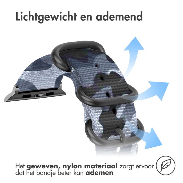 imoshion Rugged Nylon bandje Apple Watch Series 1 - 9 / SE (38/40/41 mm) | Series 10 / 11 (42 mm) - Camouflage Grey