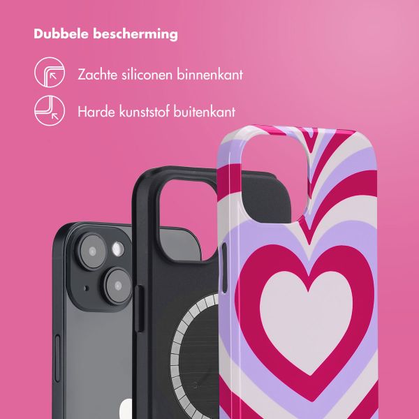 Selencia Vivid Backcover met MagSafe Apple iPhone 14 - Double Hearts Rubine Red Lilac